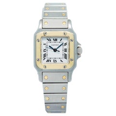 Cartier Santos Carree 18k YG Two Tone White Dial Automatic Women's Watch 24mm