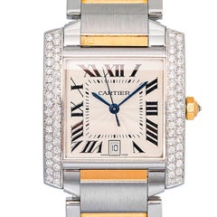 Cartier Tank Française 2302 W51005Q4 18-Karat-Gelbgold-Diamant-Automatik-Uhr, 28 mm