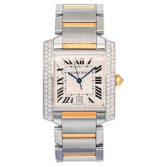 Cartier Tank Française 2302 W51005Q4 18-Karat-Gelbgold-Diamant-Automatik-Uhr, 28 mm
