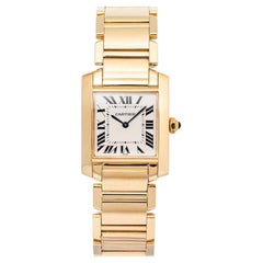 Cartier Tank Francaise W50003N2 18K YG White Dial Quartz Women's Watch 28mm