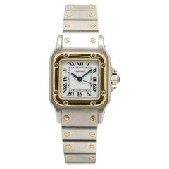 Cartier Santos Galbee W20012C4 18K YG White Dial Quartz Women's Watch 23mm