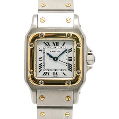 Cartier Santos Galbee W20012C4 18K YG White Dial Quartz Women's Watch 23mm