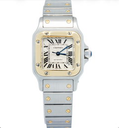 Cartier Santos Galbee W20057C4 YG Two Tone Silver Dial Women's Watch 24mm