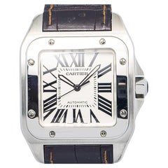 Cartier Santos 100 W20073X8 Stainless Steel Silver Dial Men's Watch 38mm