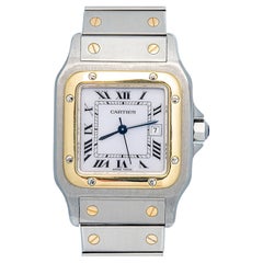 Cartier Santos Galbee W20011C4 Stainless SteelGold White Dial Women's Watch 29mm