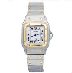 Cartier Santos Galbee W20011C4 Stainless SteelGold White Dial Women's Watch 29mm