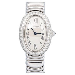 Cartier Baignoire 1920 WB509751 Diamond Bezel Ivory Dial Women's Watch 22.5mm