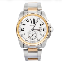 Cartier Calibre de Cartier W7100036 Two Tone Silver Dial Men's Watch 42mm