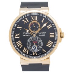Montre pour homme Ulysse Nardin Maxi Marine 266-67, or rose 18 carats, cadran noir, mouvement automatique, 43 mm