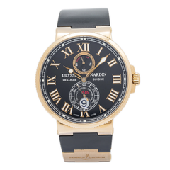 Montre pour homme Ulysse Nardin Maxi Marine 266-67, or rose 18 carats, cadran noir, mouvement automatique, 43 mm