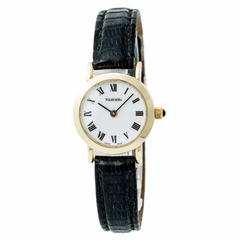 Orologio da donna Tourneau in oro giallo 18 carati con quadrante bianco a numeri romani, movimento al quarzo, 23 mm