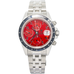 Tudor Prince Date Tiger 79260P SS Red Arabic Dial Auto Men's Watch 40mm