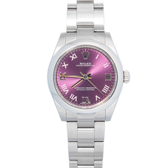 Rolex 177200 SS Red Grape Roman Dial Auto Women's Watch 31mm