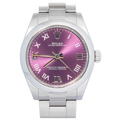 Rolex 177200 SS Red Grape Roman Dial Auto Women's Watch 31mm