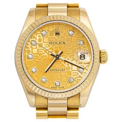 Montre Rolex Datejust 178278 pour femme, 31 mm, or jaune 18 carats, cadran champagne avec index, mouvement automatique