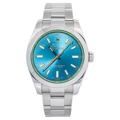 Montre Rolex Milgauss 116400GV pour homme, en acier inoxydable, cadran bleu à index, automatique, 40 mm