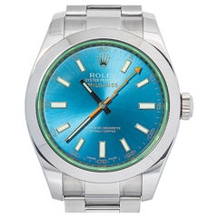 Montre Rolex Milgauss 116400GV pour homme, en acier inoxydable, cadran bleu à index, automatique, 40 mm