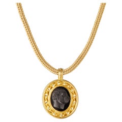 Gold and Onyx Cameo Pendant