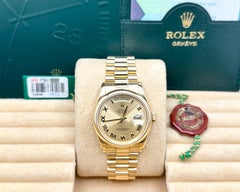 2005 Rolex Day Date President 118208 Champagne Roman Dial 18K Gold Box Paper