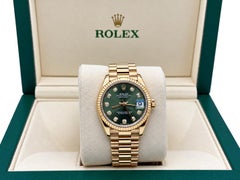 Rolex Datejust President Midsize 278278 Green Diamond Dial 31mm 18k Yellow Gold
