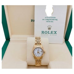 Rolex Ladies Datejust 6916 26mm White Roman Dial 18K Yellow Gold Box Paper