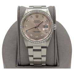 Rolex Datejust 16220, 36 mm, Diamantlünette, zartrosa Zifferblatt mit Diamanten, Edelstahl