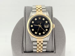 Rolex Datejust 16013 36mm Black Diamond Dial 18k Yellow Gold Steel Jubilee