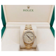 Rolex Day Date President 18038 36mm Diamond Dial Bezel Band 18k Yellow Gold