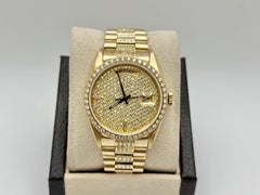 Rolex Day Date President 18038 36mm Diamond Dial Bezel Band 18k Yellow Gold