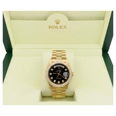 Rolex Day Date President 18038 36mm Quickset Black Diamond Dial & Bezel 18K Gold