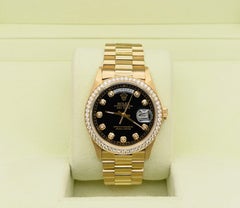 Rolex Day Date President 18038 36mm Quickset Black Diamond Dial & Bezel 18K Gold