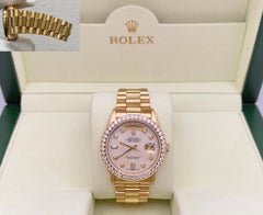 Rolex Day Date President 18038 36mm Mother of Pearl Diamond Dial Bezel 18k Gold