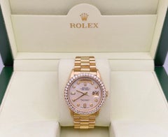 Rolex Day Date President 18038 36mm Mother of Pearl Diamond Dial Bezel 18k Gold