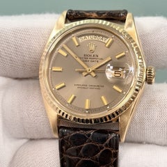 Vintage Rolex Day Date 1803 36mm Grey Wide Boy Dial 18k Yellow Gold