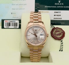 2007 Rolex President Day Date 118235 36mm Silver Dial 18K Rose Gold Box Papers