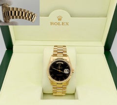 Rolex Day Date President 18238 36mm Factory Black Roman Dial 18k Yellow Gold Box