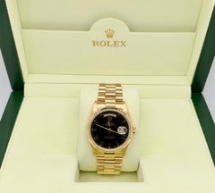 Rolex Day Date President 18238 36mm Factory Black Roman Dial 18k Yellow Gold Box