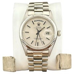 1967 Vintage Rolex Day Date President 1803 18k White Gold 36mm Pie Pan Dial Box