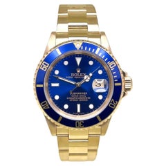 2006 Rolex Submariner 16618 40mm Blue Bezel Blue Dial 18k Yellow Gold