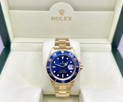 2006 Rolex Submariner 16618 40mm Blue Bezel Blue Dial 18k Yellow Gold