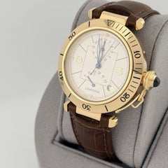 Cartier Pasha Power Reserve GMT 2395 W3014456 38mm Silver Dial 18k Yellow Gold