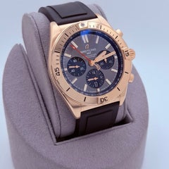 Breitling Chronomat B01 RB0134 42mm Anthracite Dial 18k Rose Gold Rubber Strap