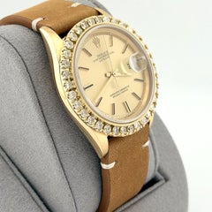 Rolex Datejust 1601, 36 mm, 18 Karat Gelbgold, Diamantlünette, champagnerfarbenes „Pie-Pan“-Zifferblatt