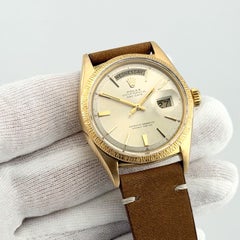 Rolex Day Date 1807 36mm Bark Finish Champagne Doorstop Dial 18k Yellow Gold