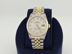 Rolex Datejust 16233 36mm Silver Diamond Dial 18k Yellow Gold Stainless Steel