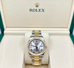 Rolex Datejust 126233 36mm Silver Roman Diamond Dial 18K Yellow Gold Steel