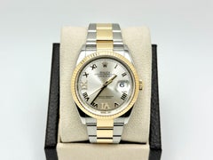 Rolex Datejust 126233 36mm Silver Roman Diamond Dial 18K Yellow Gold Steel