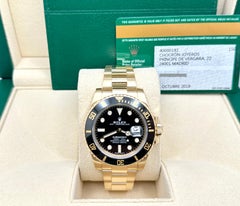 2018 Rolex Submariner 116618LN 40mm Black Ceramic 18k Yellow Gold Box Paper