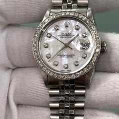 Rolex Datejust 16014 36mm Mother of Pearl Diamond Dial Diamond Bezel Steel