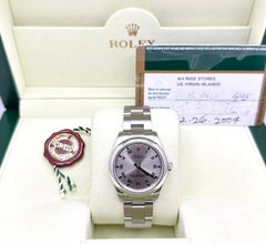 Rolex Oyster Perpetual Midsize 177200 31mm Silver Roman Dial Steel Box Paper